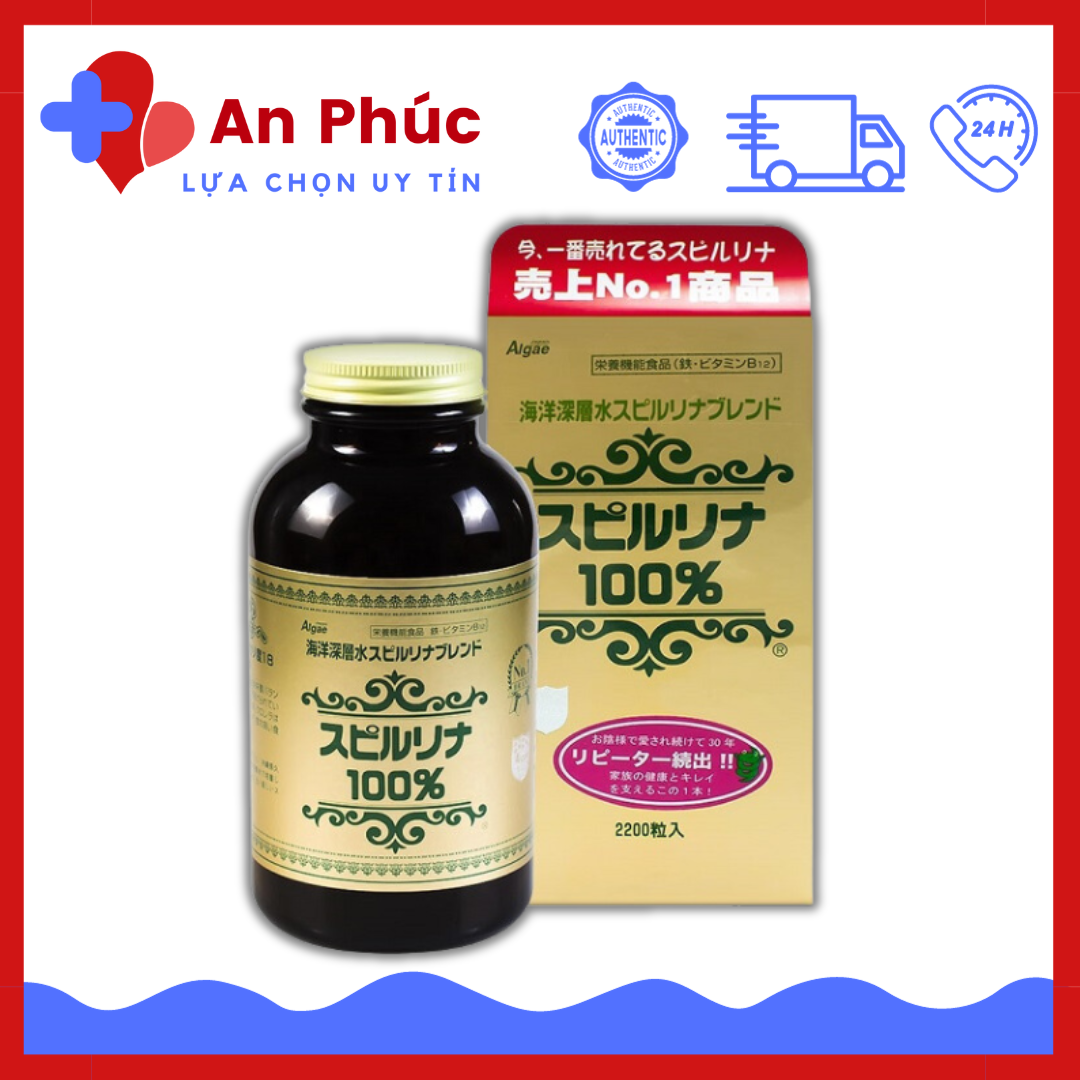 Tảo xoắn Spirulina Nhật Bản 2200 viên, Tảo xoắn Nhật Bản Spirulina tem đỏ