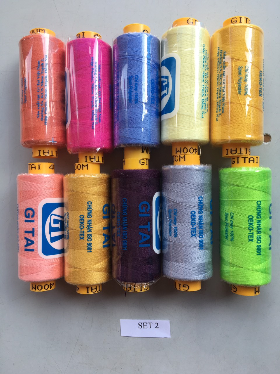 10 Cuộn chỉ GiTai 400m 10 màu khác nhau shop bán theo set màu như hình