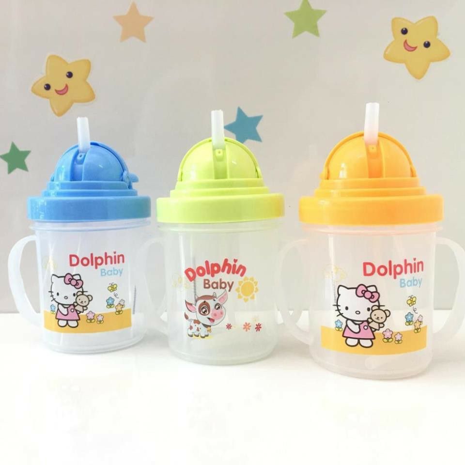 Bình uống nước ống hút Dolphin 200ML cho bé được sản xuất theo tiêu chuẩn Nhật Bản rất an toàn cho bé - TINI KIDS PLAZA