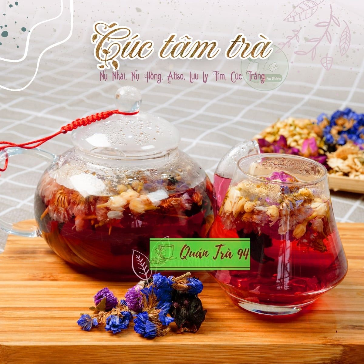 Set Cúc Tâm Trà- Trà Thảo Mộc tiêu thực, an thần