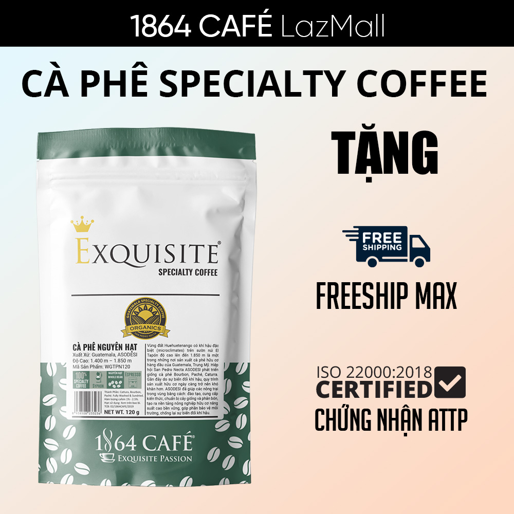 Specialty Coffee Cà Phê Hảo Hạng Exquisite® Organics Guatemala San Pedro Necta Gói 120g - 1864 CAFÉ®