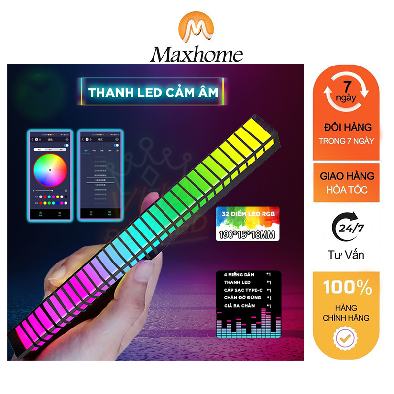 Thanh Đèn Led Nháy Theo Nhạc Nhôm Aluminum Có App Điều Khiển Đèn Led Theo Nhạc Nhấp Nháy Không Dây Đa Sắc RGB Quay VideoTiktok Triệu View Đèn Laser Phòng Bay Cảm Ứng Chớp Theo Nhạc Pin Trâu Trang Trí Ô Tô Nhà Cửa