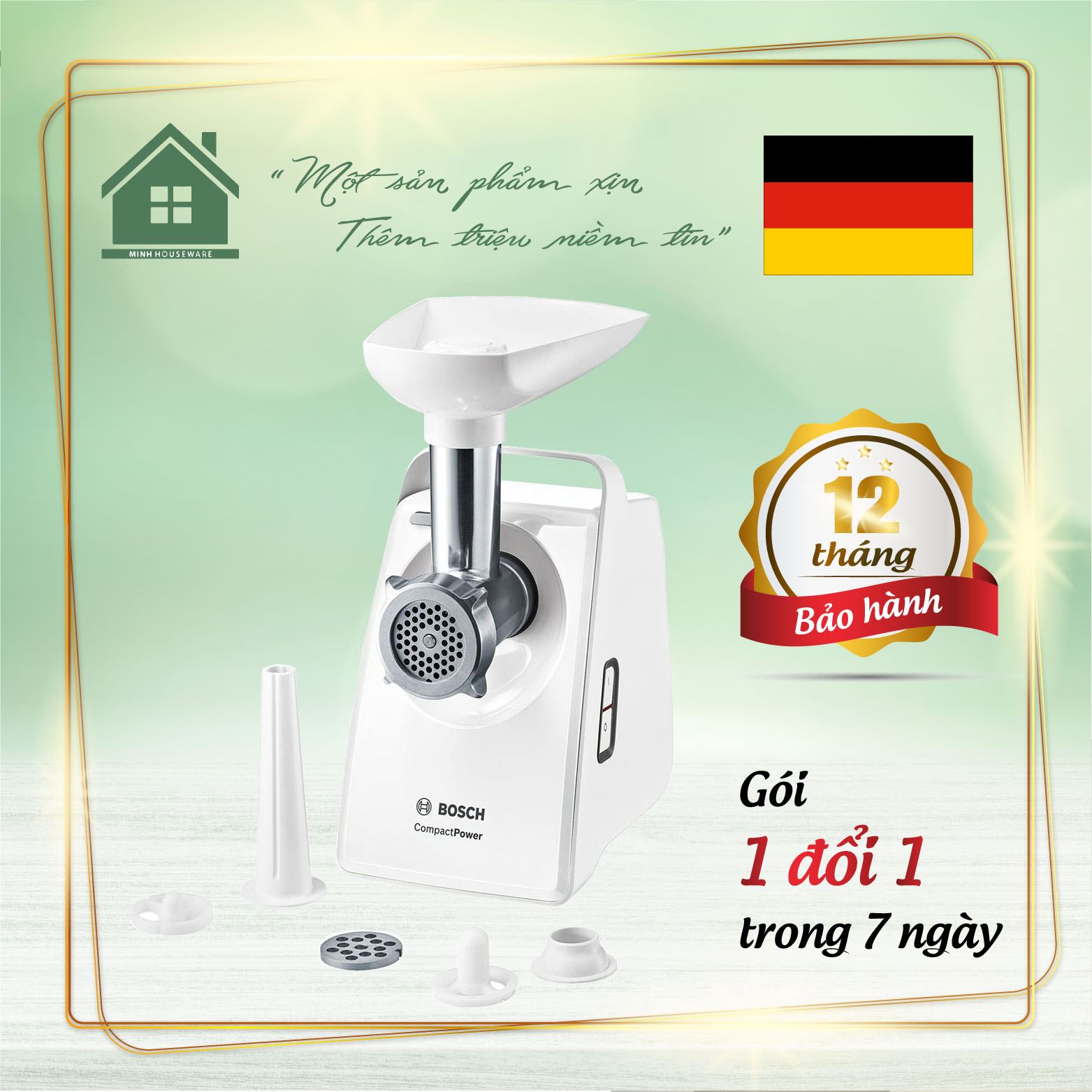 Máy xay thịt bosch mfw3520w làm xúc xích, lạp xưởng, thịt viên thơm ngon tại nhà - minhhouseware hàng nhập khẩu 100% từ đức bảo hành 12 tháng, 1 đổi 1 trong 7 ngày nếu lỗi nsx