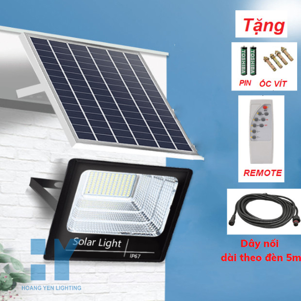 Đèn led pha năng lượng mặt trời 1000w ngoài trời có điền khiển trang trí chiếu sáng sân vườn hành lang khu công cộng