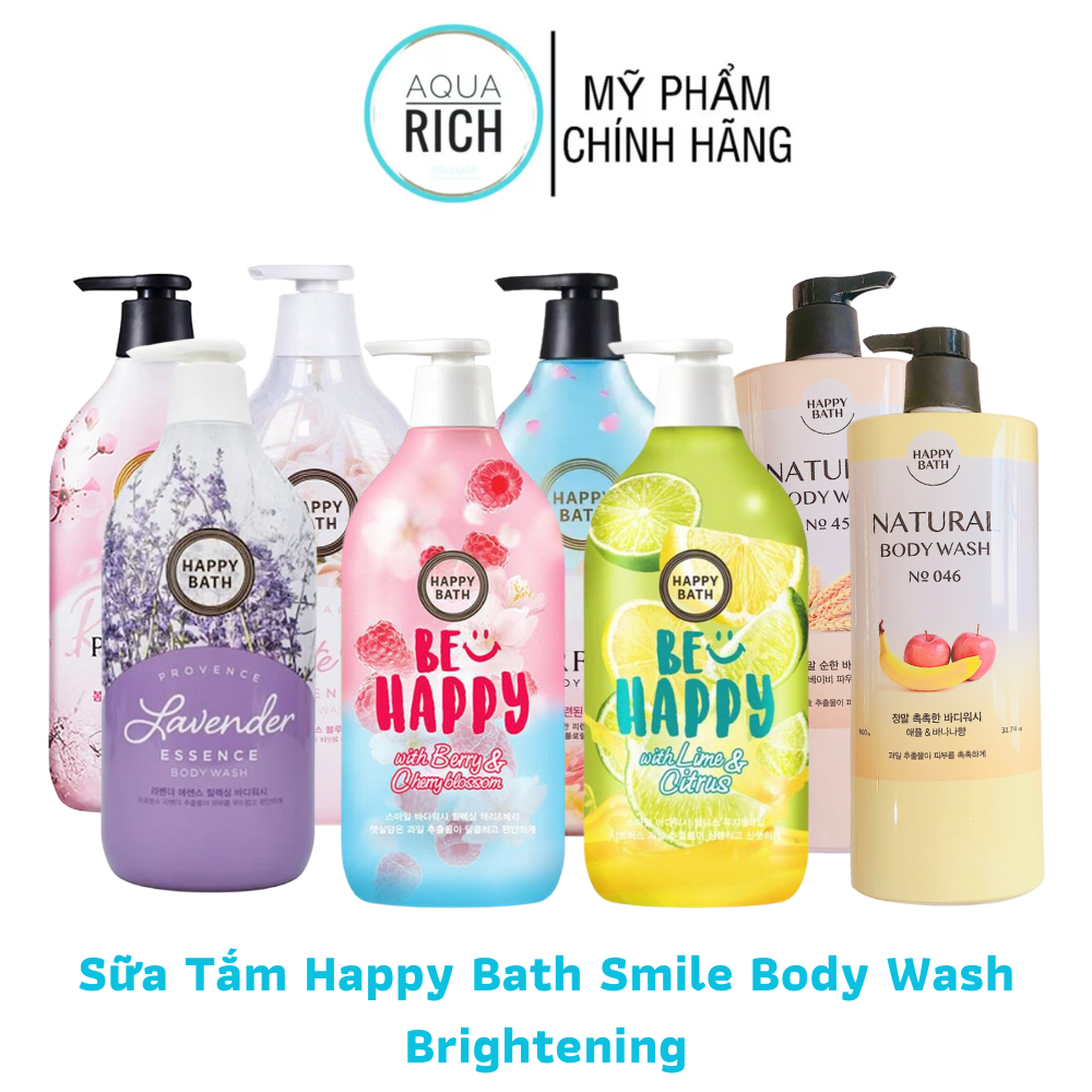 [Mẫu Mới] Sữa Tắm Chiết Xuất Thiên Nhiên Happy Bath Smile Body Wash 900ml [Chanh - Bưởi - Lúa - Trái Cây]