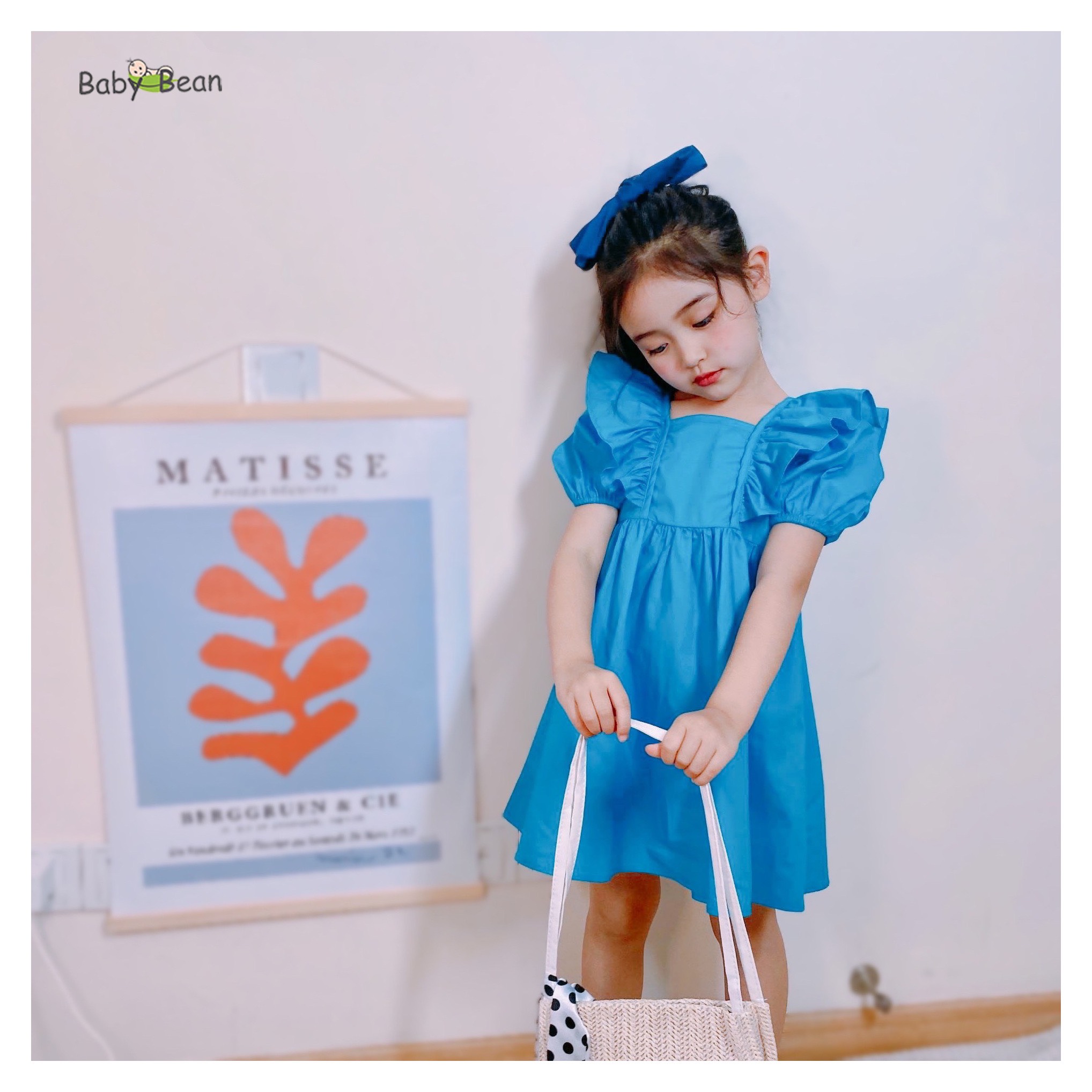 Váy đầm cotton tay cánh tiên tiểu thư bé gái babybean