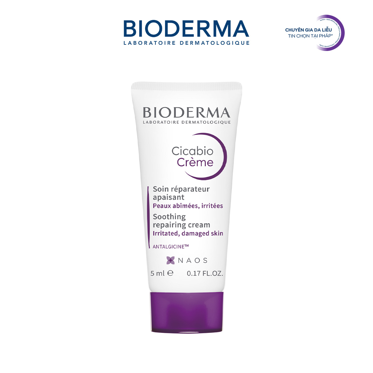 [QUÀ TẶNG KHÔNG BÁN] Kem dưỡng làm dịu và phục hồi nhanh da tổn thương Bioderma Cicabio Crème+ - 5ml