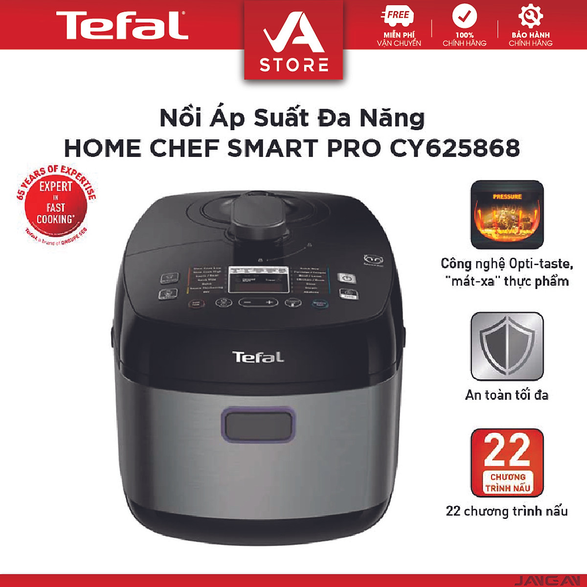 Nồi Áp Suất Điện Tefal Smart Pro 5 Lít Mạnh Mẽ Nấu Nhanh Tiết Kiệm Thời Gian Lòng Nồi Chống Dính 14 Chương Trình Nấu Đa Năng Van Xả Áp Suất Tự Động An Toàn Màn Hình Led Hiển Thị Nấu Thức Ăn Chín Mềm.