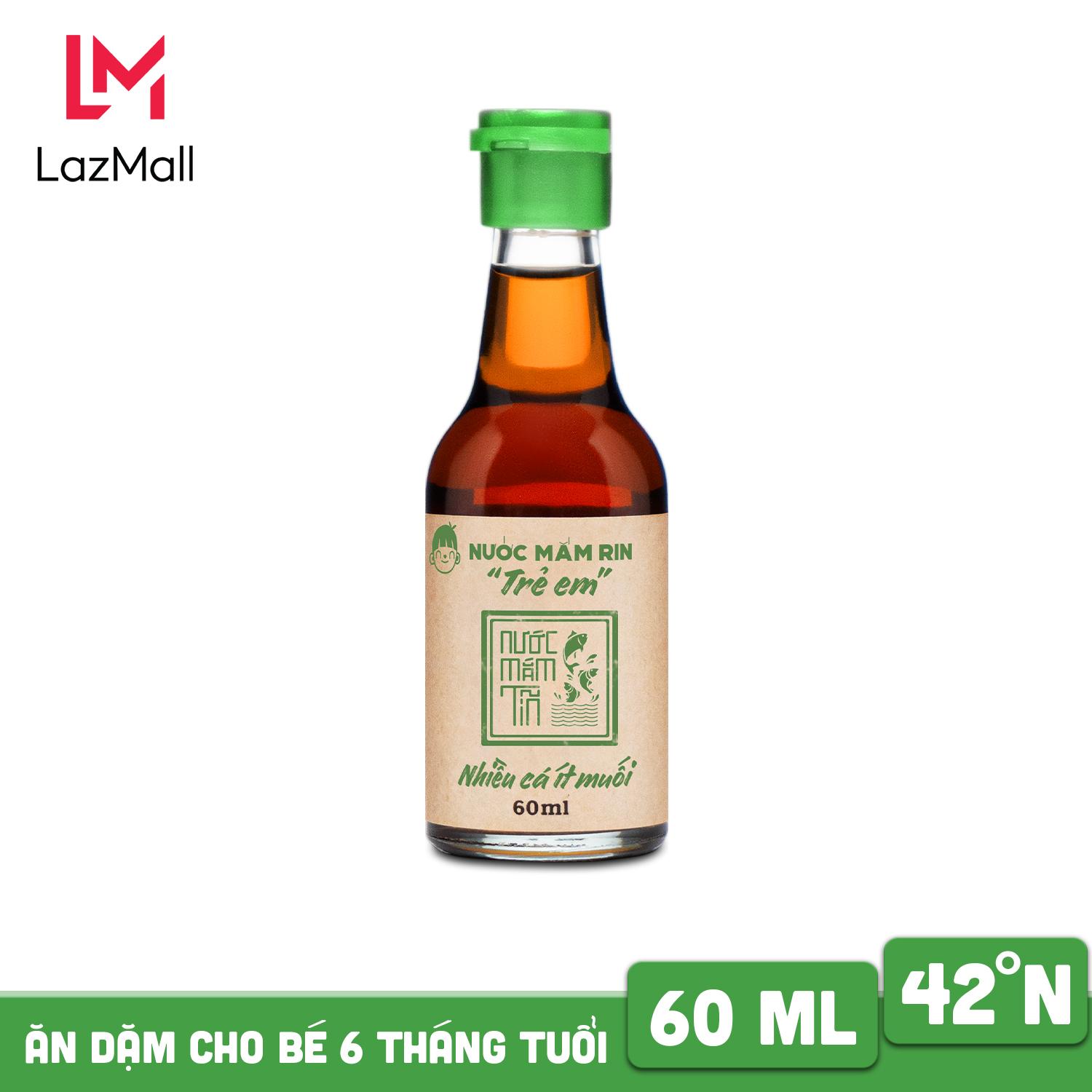 Nước mắm Tĩn Trẻ Em Cho Bé Ăn Dặm độ đạm 42N chai thủy tinh mini 60ml rin nguyên chất sạch