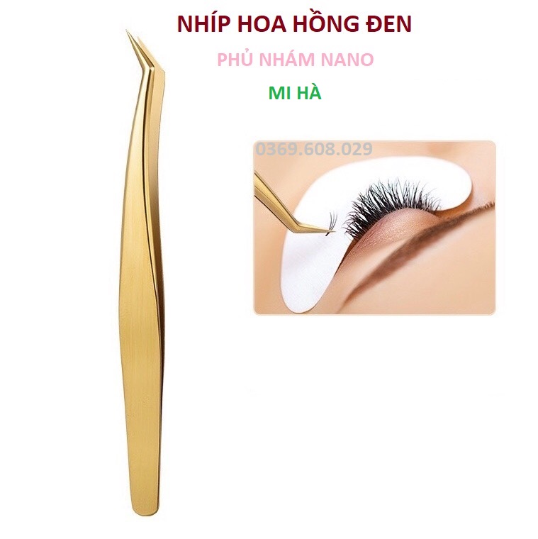 Nhíp hoa hồng đen phủ nhám nano,nhíp volume cao cấp, nhíp gắp mi bao test bao đổi trả,phụ liệu mi hà