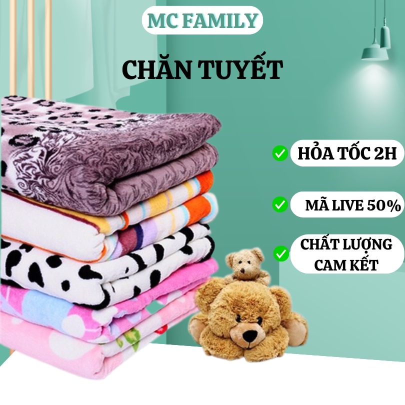 Chăn mền tuyết siêu ấm cotton siêu mềm mịn 1m6x2m họa tiết ngẫu nhiên cao cấp