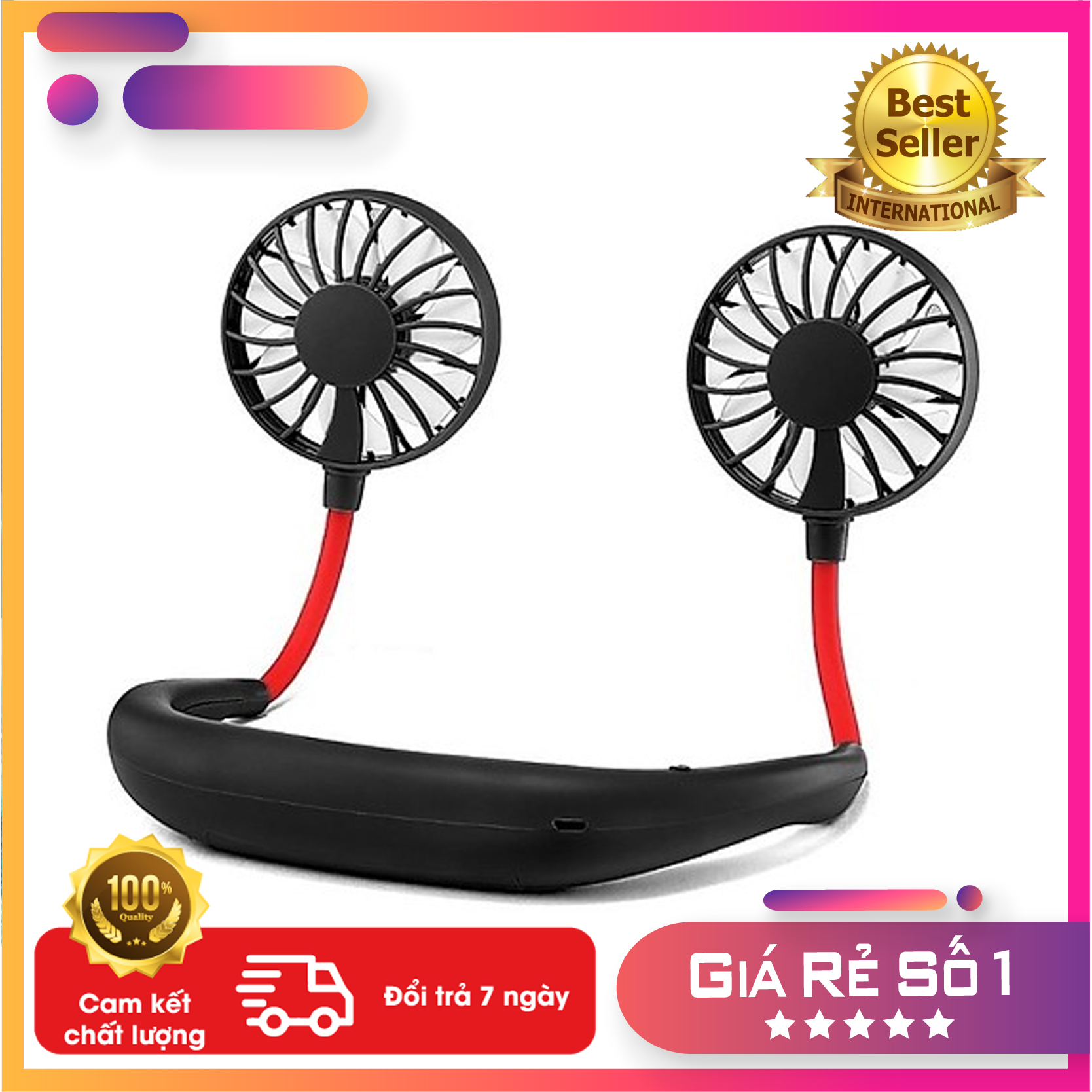 Quạt tích điện mini đeo cổ tiện lợi giải pháp dành cho mùa hẹ nắng nóng - Quạt USB cầm tay mini đeo cổ dành cho người lười hoặc tập GYM