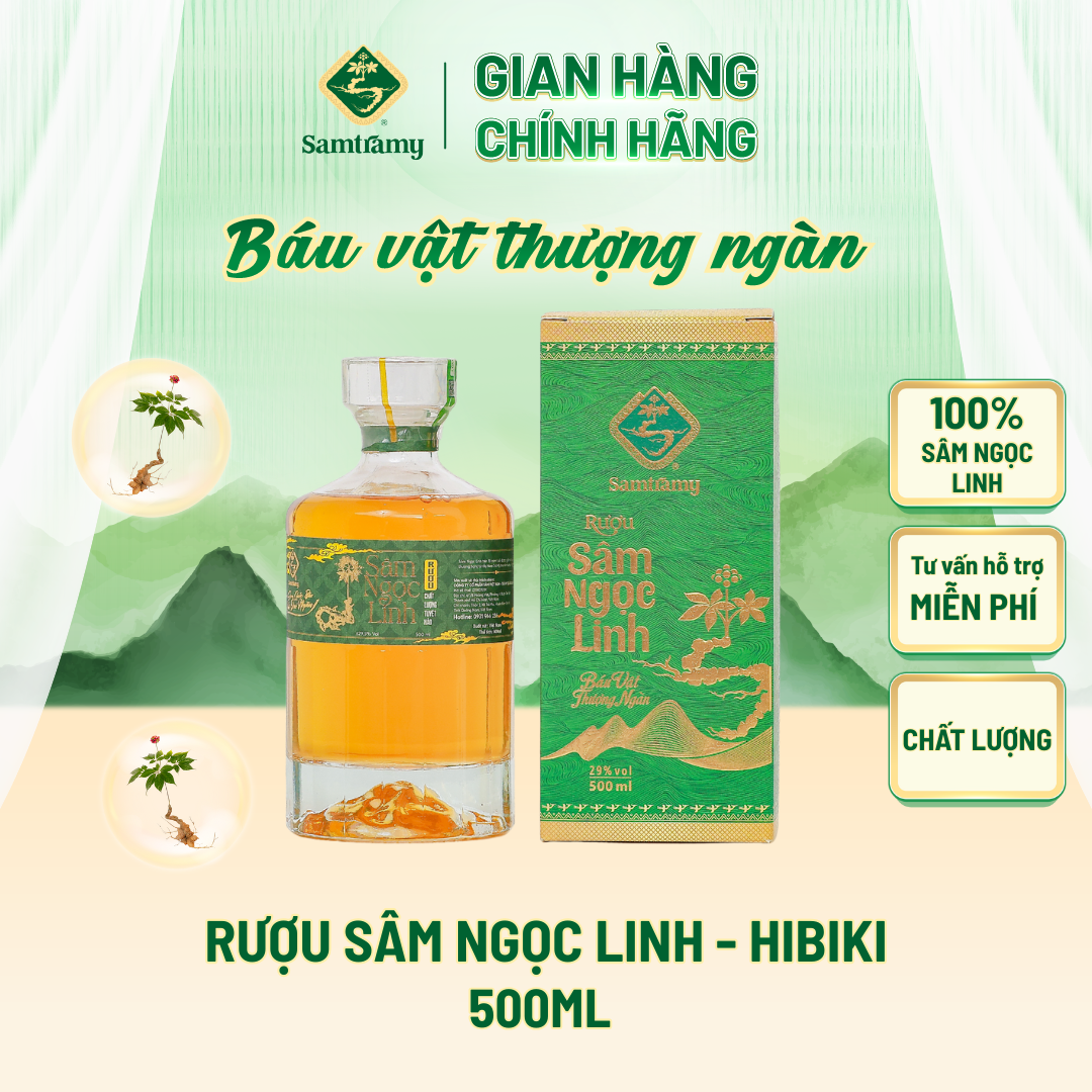 [Thùng Hibiki] Rượu Sâm Ngọc Linh Trà My - Chai HIBIKI 500ML - Bồi bổ sức khỏe - Quà tặng doanh nghiệp - Quà biếu