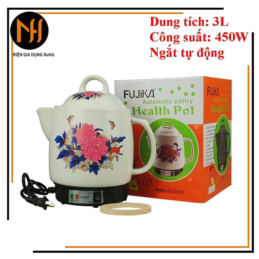 Ấm sắc thuốc điện tự động Fujika FJ-K33 K3 dung tích 3L bảo hành 12 tháng chính hãng