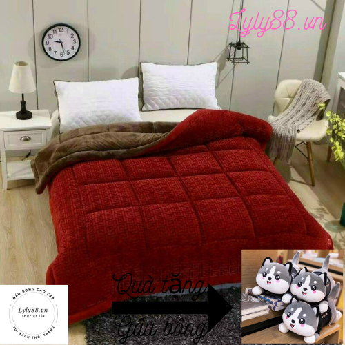 Chăn lông cừu chữ vạn, dùng đại hàn siêu ấm, hàng cao cấp cho mùa đông ấm áp