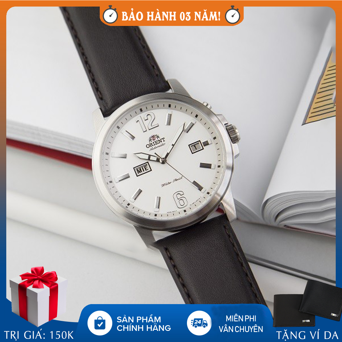 Đồng hồ nam Orient FEM7J00AW9 chính hãng full box, automatic, dây da- hàng phân phối chính thức