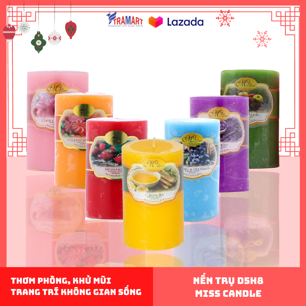 Set 3 nến thơm trụ tròn D5H8 Miss Candle FTRAMART NQM0819 5 x 8 cm (Chọn màu). Sản phẩm thích hợp trang trí và làm đẹp không gian sống.