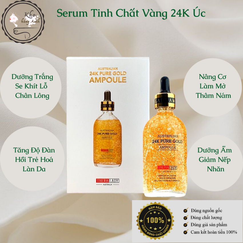 Serum tinh chất vàng 24K Pere Gold Ampoule 100ml nuôi dưỡng làn da căng mịn, tươi sáng, se khit lỗ chân lông làm giảm các dấu hiệu thâm nám và lão hoá - Kho hàng Auth