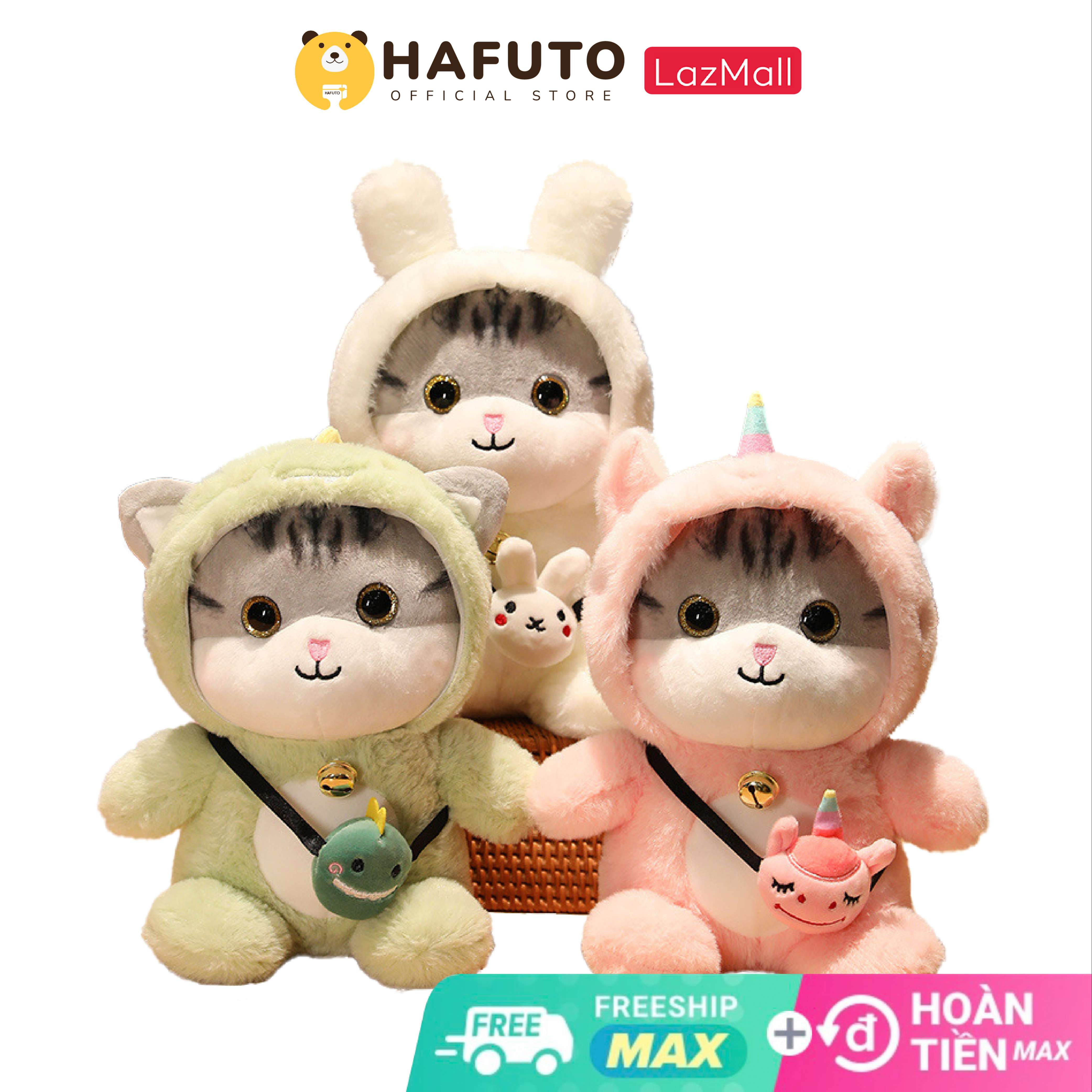 Gấu Bông Mèo Cosplay Đeo Túi Chéo Hàng Cao Cấp Hafuto