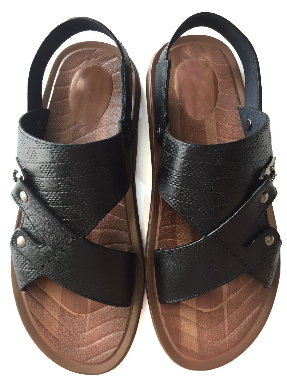 Giày sandal nam da bò thật cao cấp, dép nam quai hậu da bò hkt sd715