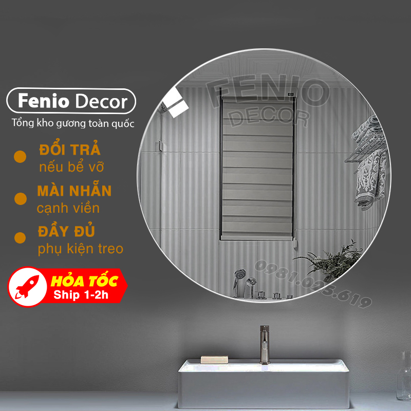 Gương nhà tắm gương soi treo tường hình tròn