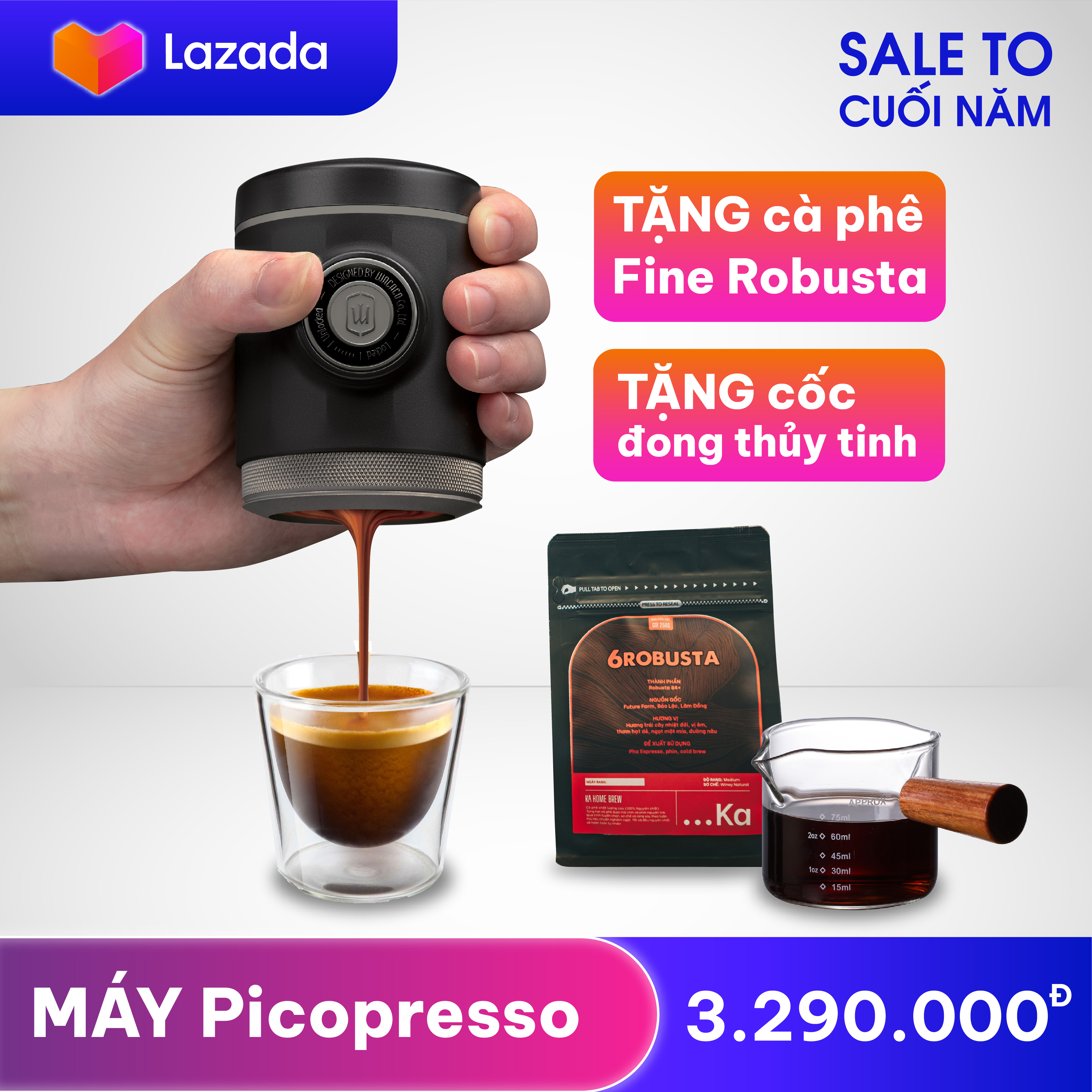 Máy pha cà phê Wacaco Picopresso, Máy pha cà phê mini cầm tay espresso tại nhà - KaHomebrew