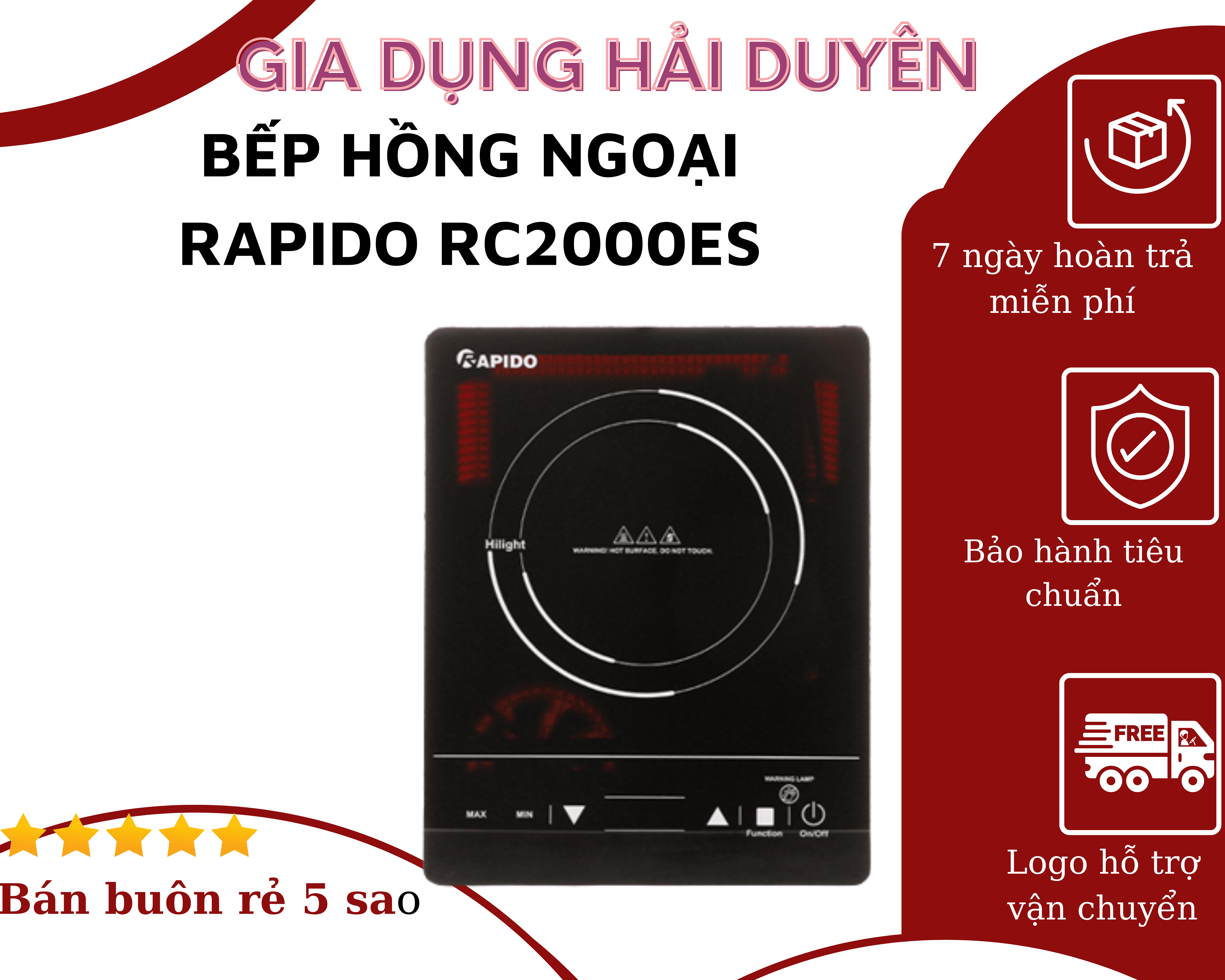 Bếp hồng ngoại Rapido bảo hành 12 tháng