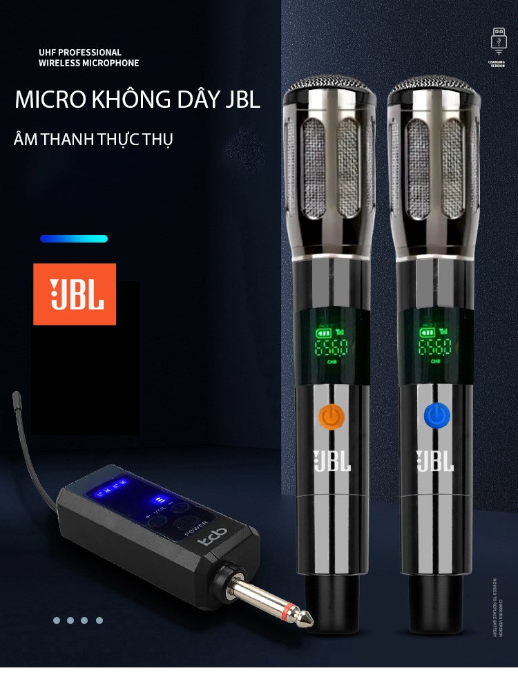 ( MẪU MỚI ) Micro Không Dây Đa Năng JBL KCB U88 USA - Micro Không Dây Karaoke - Mic Hát Karaoke Hút Âm Tốt, Chống Hú Hiệu Quả, Sạc pin ngay trên mic, kết nối với nhiều loại thiết bị âm thanh Vang , loa kéo , amply , mixer