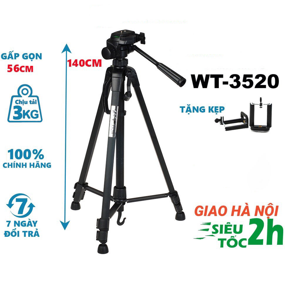 Gậy Tripod T-3520 Giá đỡ điện thoại, máy ảnh 3 chân dùng để chụp ảnh, livestream, quay video tiện lợi - Mideer home