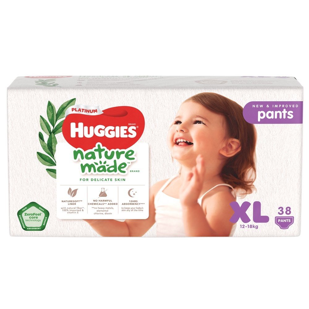 Tã/Bỉm quần siêu cao cấp Huggies Platinum Nature Made size XL38