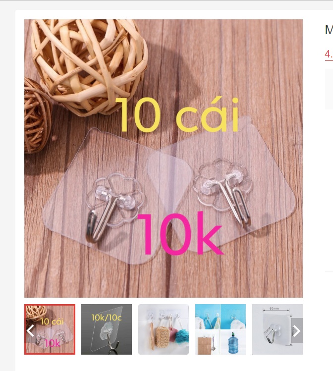 10 chiếc móc dán tường chịu lực siêu dính