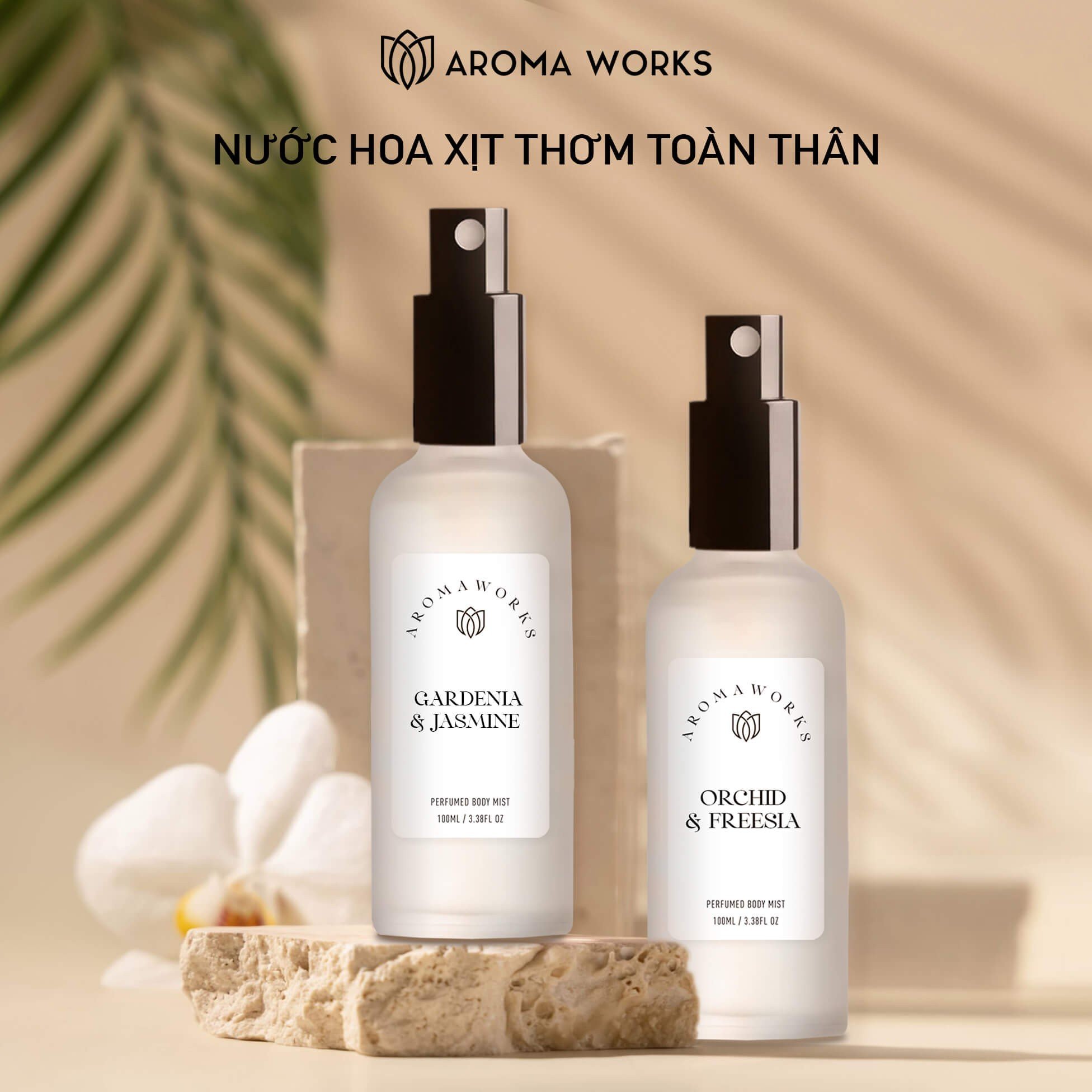 Nước hoa xịt thơm toàn thân, tóc aroma works body mist 100ml