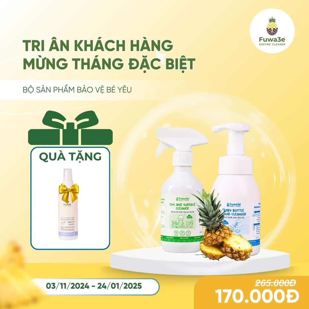 Bộ Baby Care Fuwa3e Nước Rửa Bình Sữa Lâu Đồ Chơi Cho Bé Không Hóa Chất