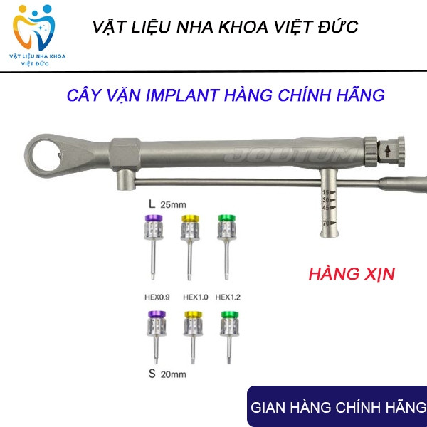 Cây vặn Implant hàng chính hãng, Bộ tay vặn Implant, Bộ kít vặn phục hình Implant bảo hành 6 tháng