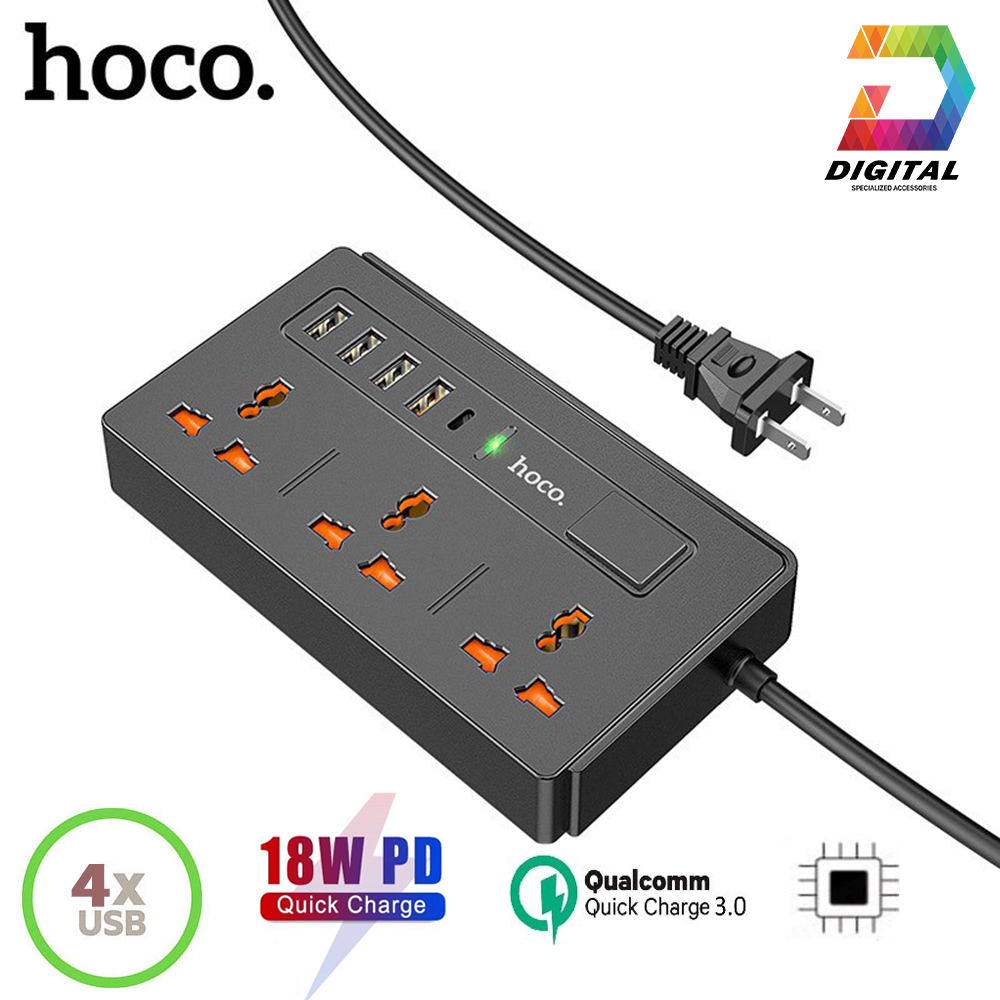 Ổ Cắm Điện Đa Năng Có Cổng USB Thông Minh Hoco DC15 Chính Hãng