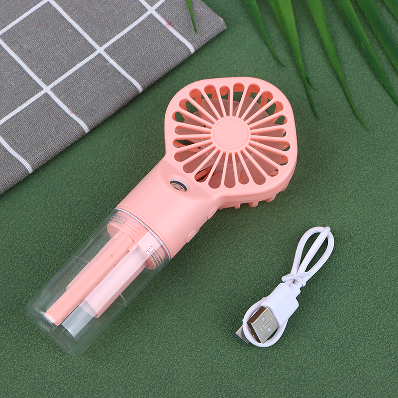 UNI 1PC cầm tay cầm tay quạt USB sạc Turbo làm mát bằng nước phun Quạt Mini 4 Bánh Răng Tốc độ làm mát ngoài trời phun người hâm mộ