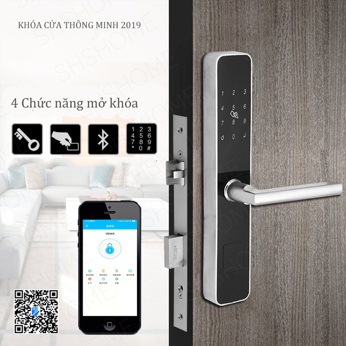 [APP iOS/Android tiếng Việt] Khóa cửa thông minh HSLXF01 - Khóa CỬA NHÔM XINGFA- Khóa cửa điện tử thông minh khóa chống trộm dùng APP- Khóa thẻ từ, Khóa mã số Khóa cơ- Kết nối Bluetooth - Bảo hành 12 tháng - Hỗ trợ lắp đặt và cài đặt