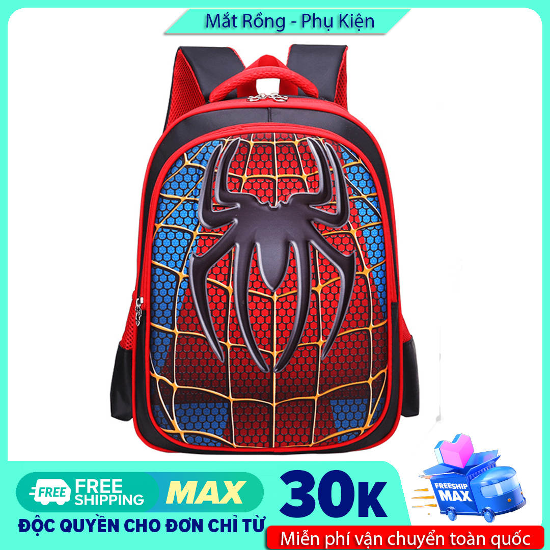 Balo học sinh từ lớp 1 - 3 siêu nhẹ in hình 3D Tổng hợp Nhân vật anh hùng Batman Superman hình nhện (42 x 32 x 14 cm) - HS077