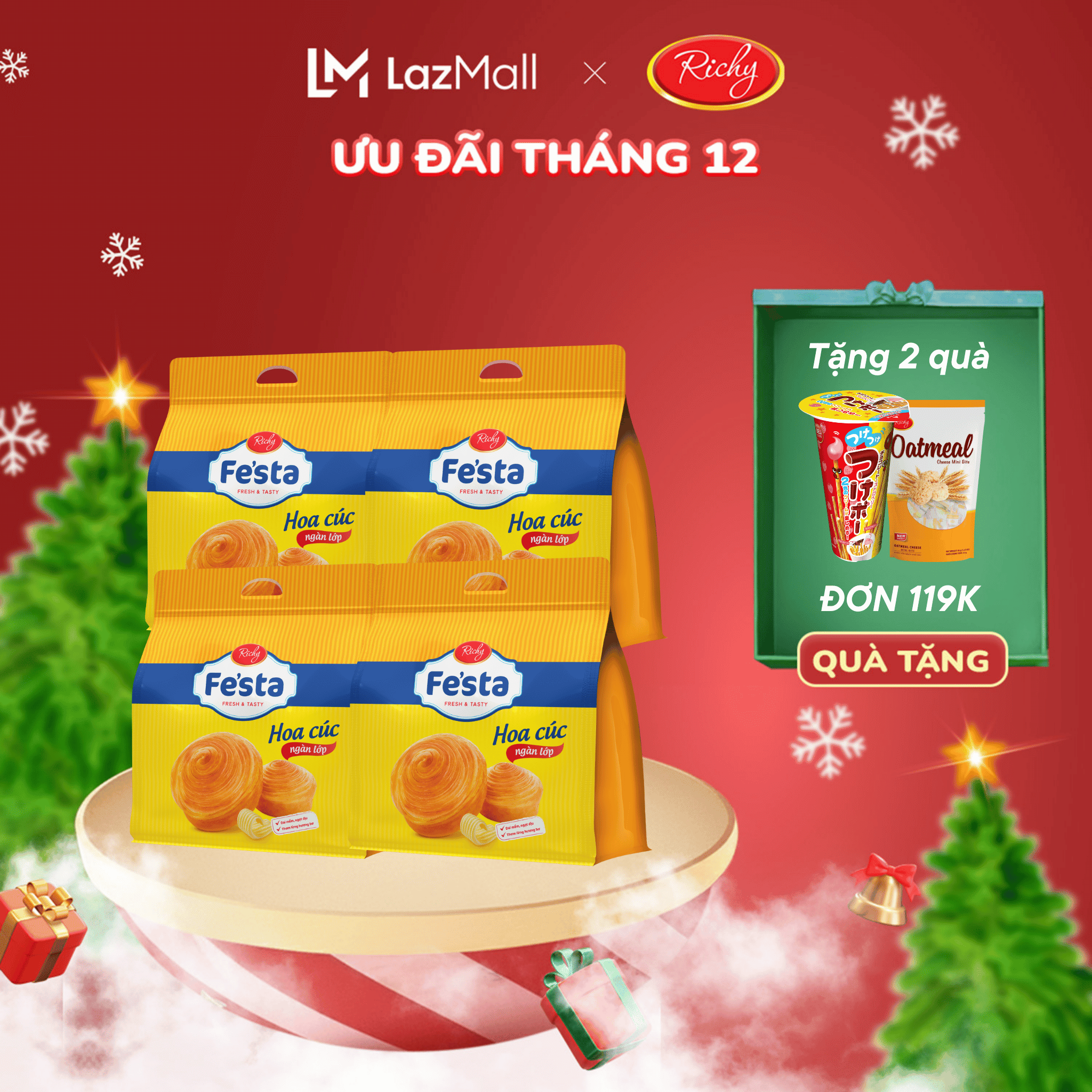   VỊ MỚI  Combo 4 Bánh mì hoa cúc Bánh mì nam việt quất Bánh mì tươi ngàn lớp Fe'sta Richy- HSD 35 ngày - date 30 ngày từ NSX KH cân nhắc khi mua SL lớn 