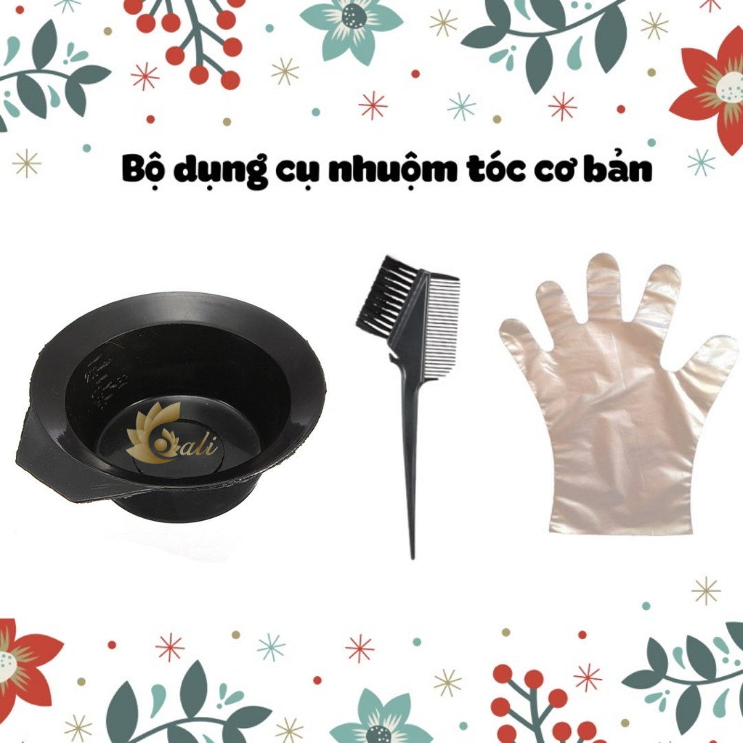 Dụng cụ nhuộm tóc chén bát, lược 2 đầu, bao tay nilong nhuộm tóc Galistore