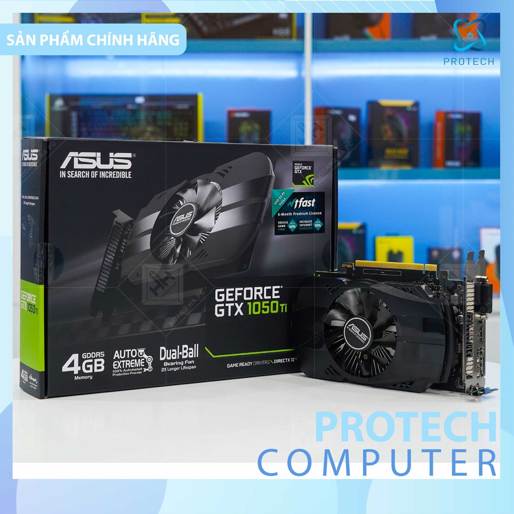Card màn hình ASUS GeForce GTX 1050Ti 4GB GDDR5 Phoenix (PH-GTX1050TI-4G) Hàn Like New Full Box