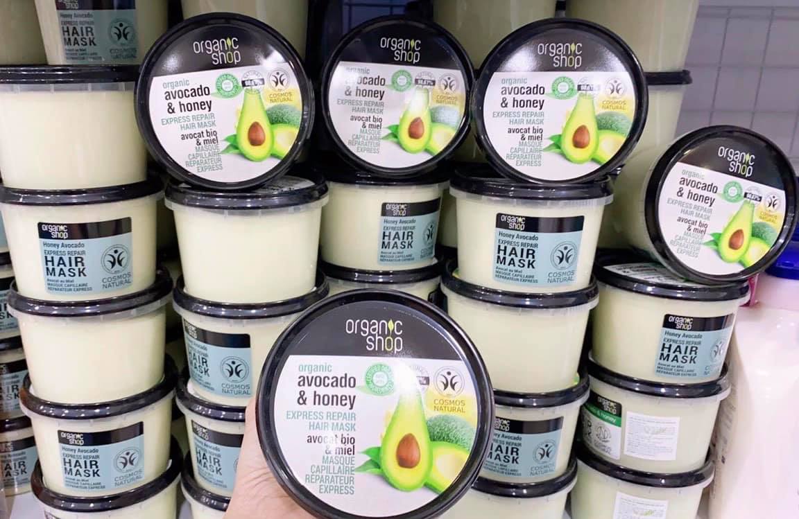 Kem ủ phục hồi tóc organic shop avocado & honey hair mask trái bơ 250ml