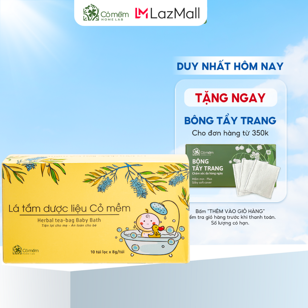 Lá Tắm Dược Liệu Cho Bé Sơ Sinh Ngừa Rôm Sảy Mẩn Ngứa Cỏ Mềm - Dạng Túi Lọc 10 gói