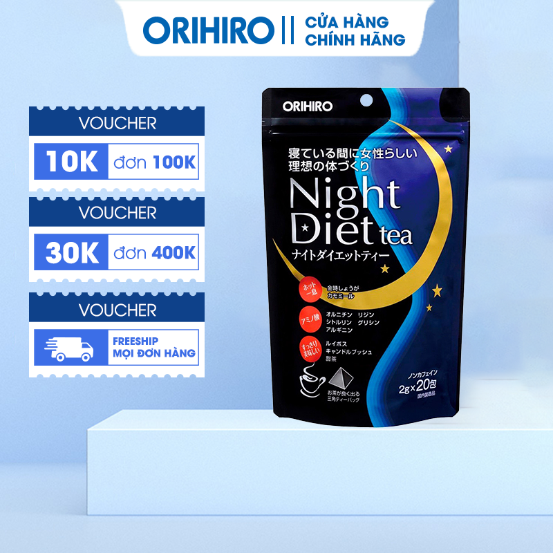 Trà Night Diet Tea Orihiro 20 Gói Hỗ Trợ Giảm Cân Hiệu Quả, Cải Thiện Chất Lượng Giấc Ngủ