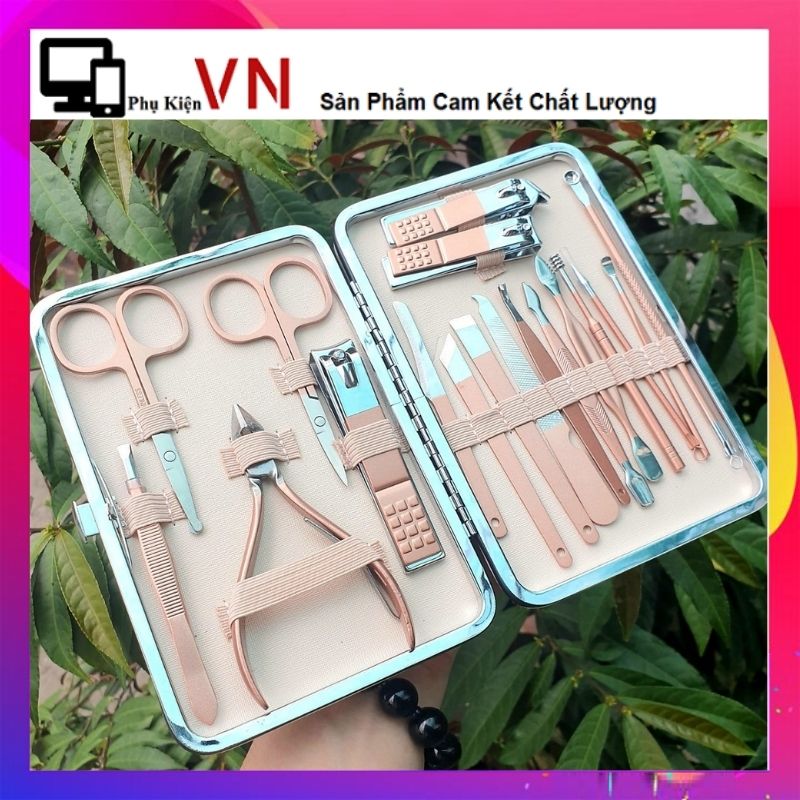 Bộ dụng cụ làm móng tay 18 món - bộ cắt, bấm , dũa móng tay , lấy ráy tai chuyên dụng - sét dụng cụ làm móng 18 chi tiết nail care cao cấp