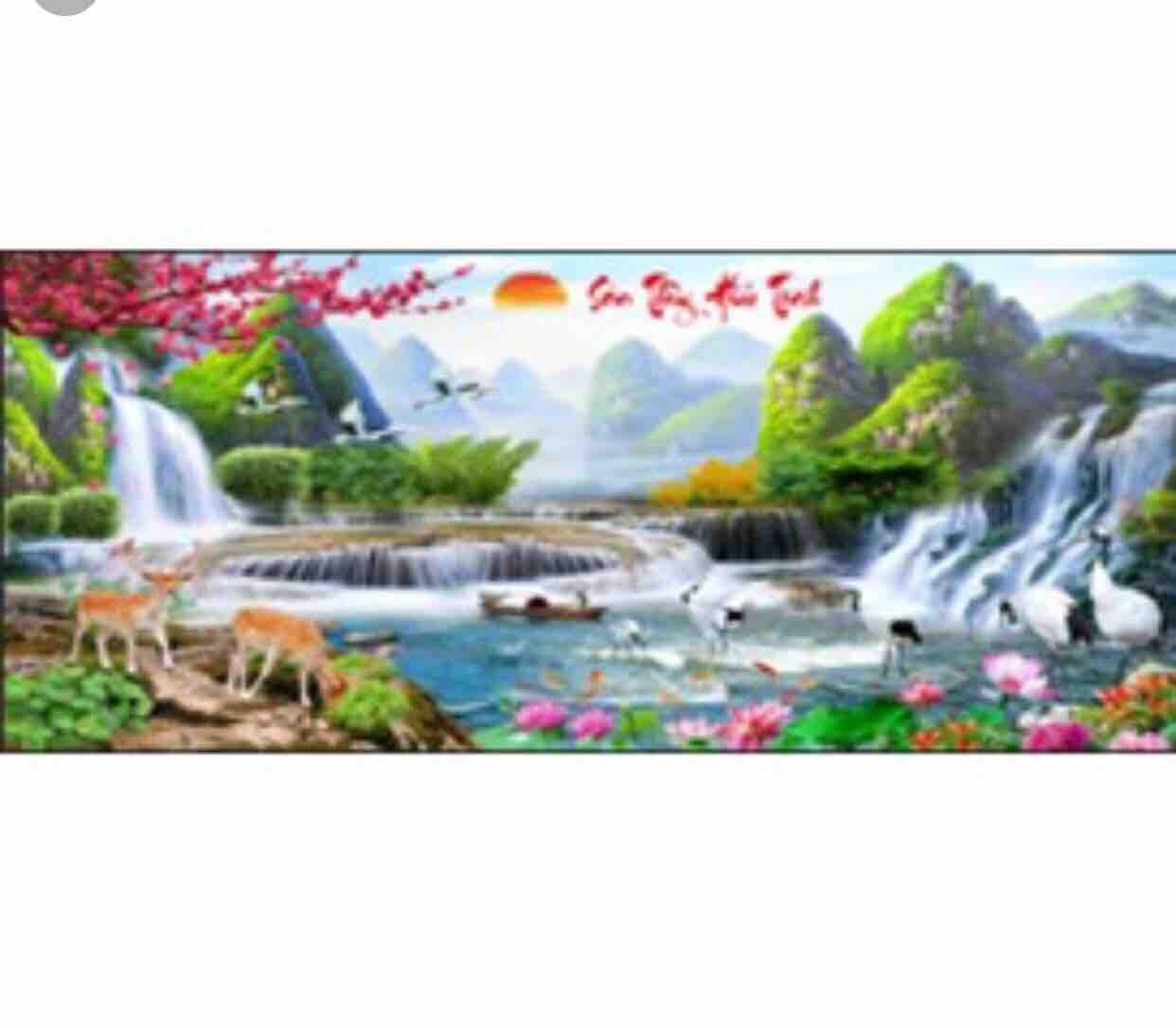 Tranh đinh đá sơn thủy hữu tình kt 120x55cm