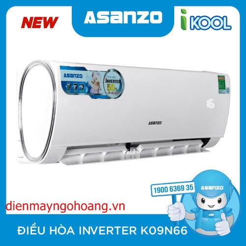 [FreeshipMAX] [Trả góp 0%]Máy Lạnh Inverter Asanzo K09N66 (1.0HP) ( Giao hàng miễn phí Tphcm - Ngoại tĩnh có tính phí)