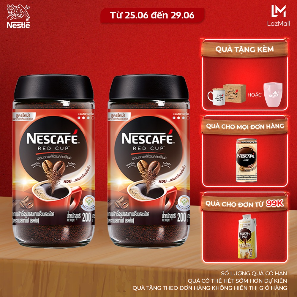[QUÀ TẶNG THÁNG 06 - Mua 1 tặng 1 Ly Sứ] Combo 2 Hộp Cà Phê Nescafé Red Cup (200g)