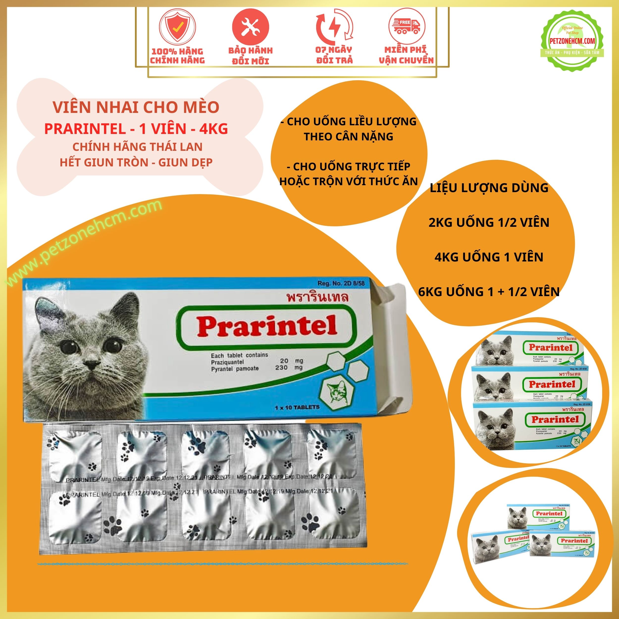 Xổ Prarintel dành cho mèo (1 viên)