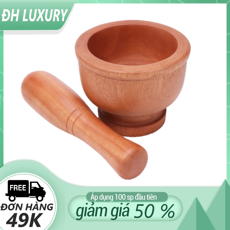 Bộ cối chày - bộ cối chày gỗ số 2 14cm - bộ cối chày cao cấp tiện dụng